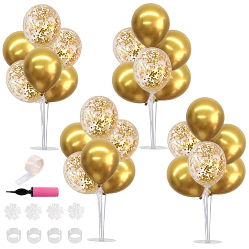 TONIFUL 4 Set Gold Balloon Centerpieces for TablesGold Birthday Party DecorationsTable Centerpieces for 50th Birthday Anniversary Graduation Decorations 2026 New Year Prom Retirement Wedding - Image 1