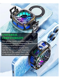 ميكسد Magnetic Cell Phone Cooler RGB Phone Cooling Fan Portable Lightweight Mobile Phone Cooling Fan Phone Radiator with Temperature Display for Mobile Gaming Tiktok Live Streaming  - Image 2