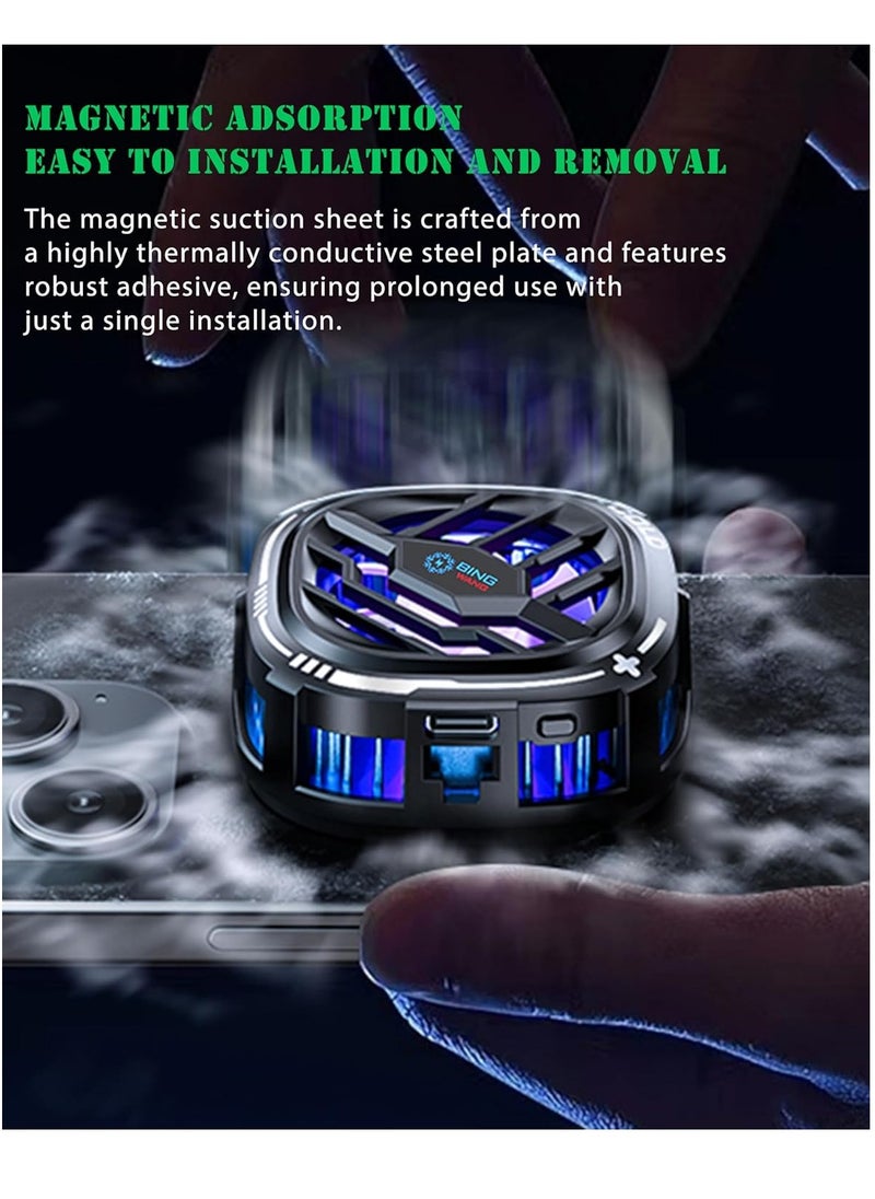 ميكسد - Magnetic Cell Phone Cooler RGB Phone Cooling Fan Portable Lightweight Mobile Phone Cooling Fan Phone Radiator with Temperature Display for Mobile Gaming Tiktok Live Streaming - Image 1