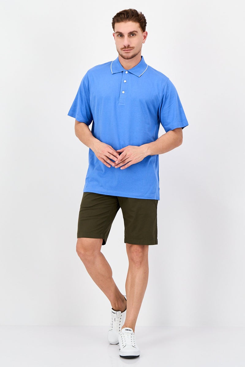 Greg Norman قميص بولو قصير الأكمام للرجال بتصميم عادي، أزرق - Image 4