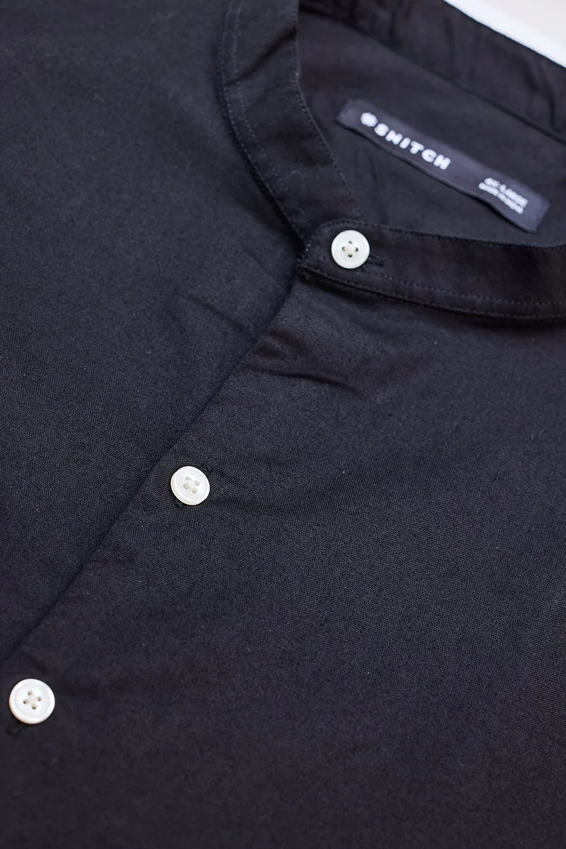 SNITCH Black Mandarin Plus Size Shirt