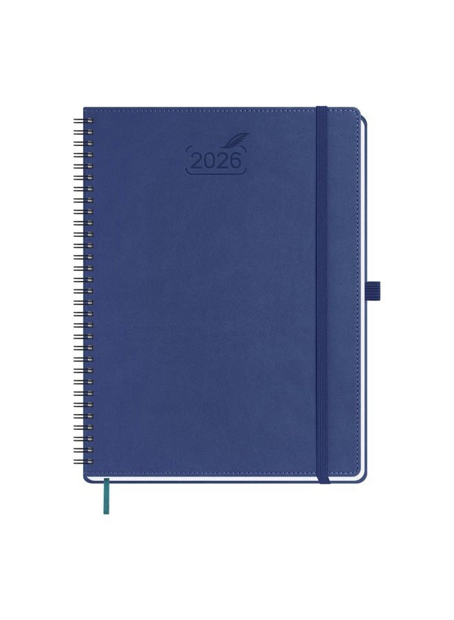 BEZEND Planner 2026 Weekly and Monthly, 8.5" x 11" Calendar with Notes (Jan-Dec 26) Vertical Daily Appointment with Hourly Timeslot & Monthly Tab, Spiral, PU Leather Softcover - Blueberry - Image 1