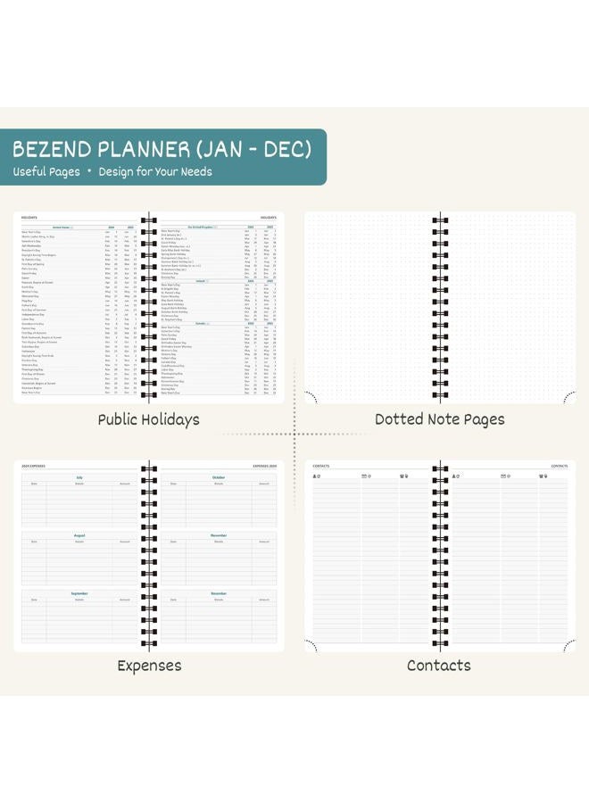 BEZEND Planner 2026 Weekly and Monthly, 8.5" x 11" Calendar with Notes (Jan-Dec 26) Vertical Daily Appointment with Hourly Timeslot & Monthly Tab, Spiral, PU Leather Softcover - Blueberry - Image 5
