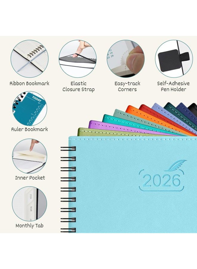 BEZEND Planner 2026 Weekly and Monthly, 8.5" x 11" Calendar with Notes (Jan-Dec 26) Vertical Daily Appointment with Hourly Timeslot & Monthly Tab, Spiral, PU Leather Softcover - Blueberry - Image 2