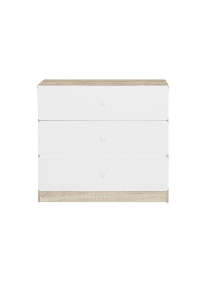 DANUBE HOME Kinder 3 Drawers Dresser Durable Vanity Table Dressing Makeup Desk With Storage Modern Design Bedroom Furniture L 80 x W 38 x H 72 cm-White & Sonoma Oak - Image 3