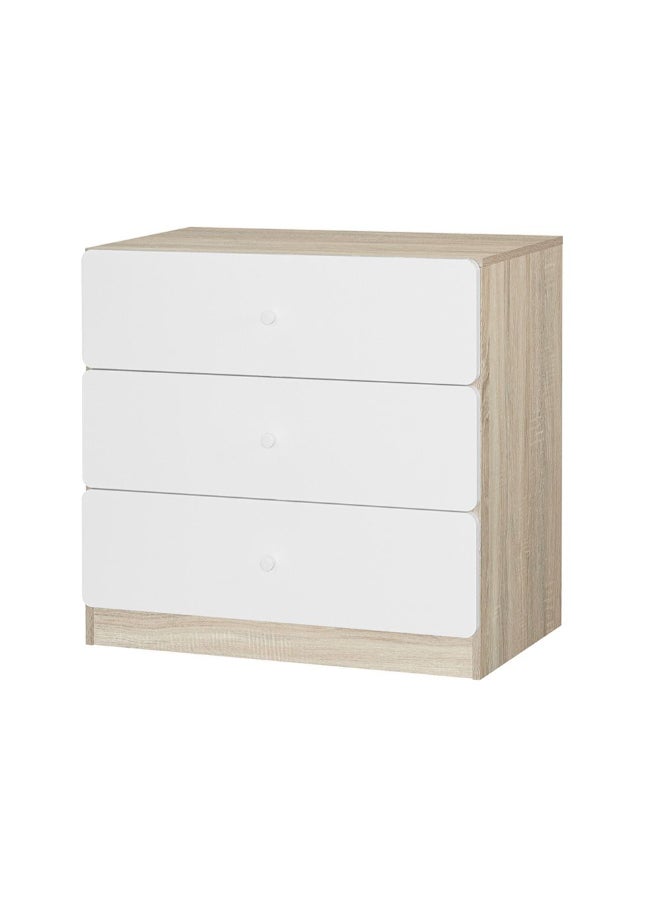DANUBE HOME Kinder 3 Drawers Dresser Durable Vanity Table Dressing Makeup Desk With Storage Modern Design Bedroom Furniture L 80 x W 38 x H 72 cm-White & Sonoma Oak - Image 2