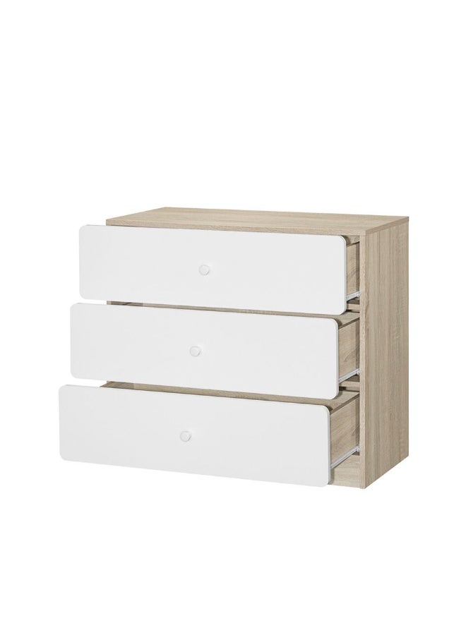 DANUBE HOME Kinder 3 Drawers Dresser Durable Vanity Table Dressing Makeup Desk With Storage Modern Design Bedroom Furniture L 80 x W 38 x H 72 cm-White & Sonoma Oak - Image 4