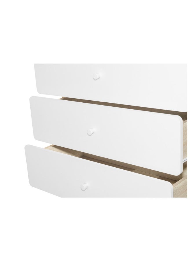 DANUBE HOME Kinder 3 Drawers Dresser Durable Vanity Table Dressing Makeup Desk With Storage Modern Design Bedroom Furniture L 80 x W 38 x H 72 cm-White & Sonoma Oak - Image 5