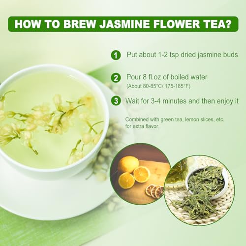 FullChea - Dried Jasmine Flowers, 3oz/85g - Premium Edible Flowers Whole Buds - Non-GMO - Caffeine-free - Perfect For Tea - Image 5