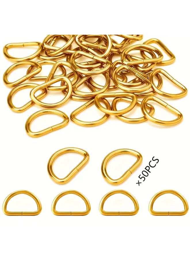 50pcs 1 Inch Golden Metal D Rings Durable Zinc Alloy for Handbag Belts Keychains - Image 1