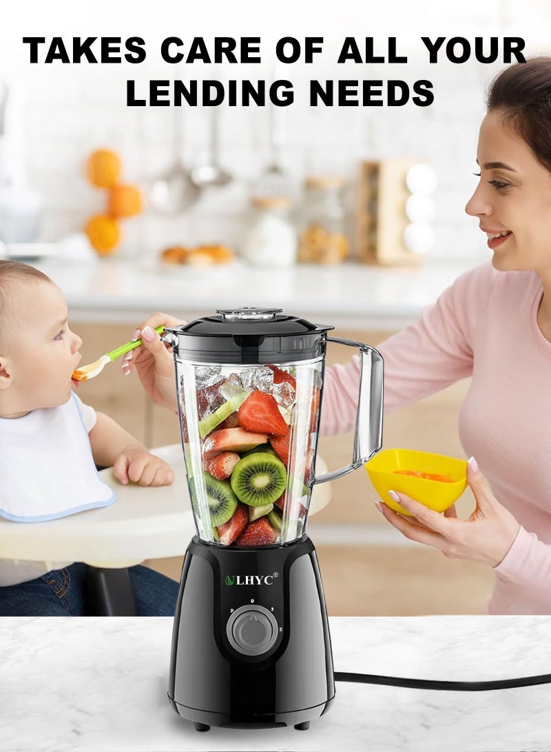 Blender, new smoothie countertop blender, stainless steel blade, can be used to make milkshakes and smoothies, free speed adjustment for crushing ice, making purees and freezing fruits, and has automatic cleaning function