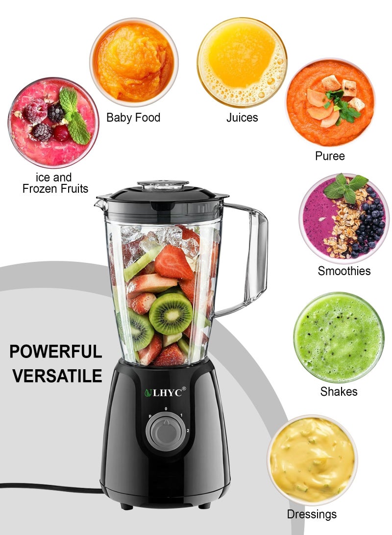 Blender, new smoothie countertop blender, stainless steel blade, can be used to make milkshakes and smoothies, free speed adjustment for crushing ice, making purees and freezing fruits, and has automatic cleaning function