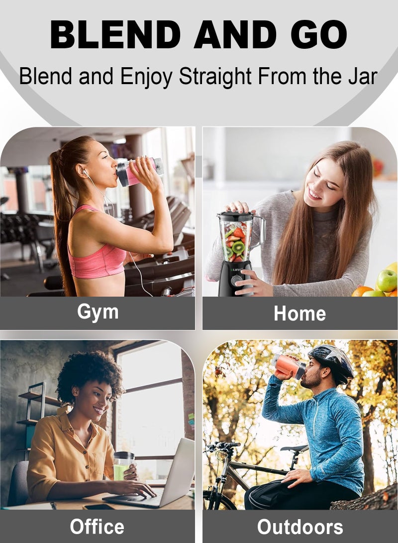 Blender, new smoothie countertop blender, stainless steel blade, can be used to make milkshakes and smoothies, free speed adjustment for crushing ice, making purees and freezing fruits, and has automatic cleaning function
