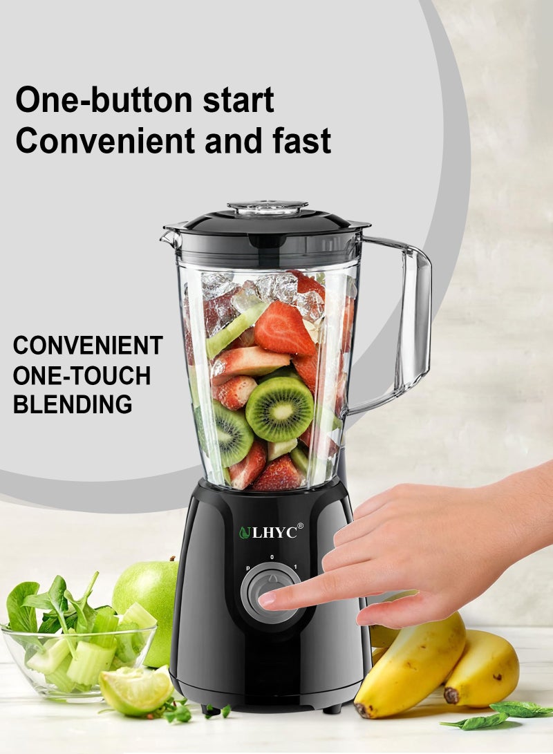 Blender, new smoothie countertop blender, stainless steel blade, can be used to make milkshakes and smoothies, free speed adjustment for crushing ice, making purees and freezing fruits, and has automatic cleaning function