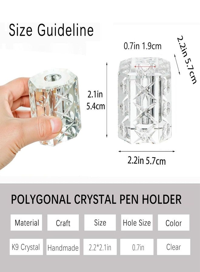 QFkris Fancy Crystal Single Pen Holder for Desk, Glass Fountain Pen Stand, Feather Pencil Holder for Office Desktop Decoration, Gift for Man Woman Students Teachers Father Boyfriend - Image 2
