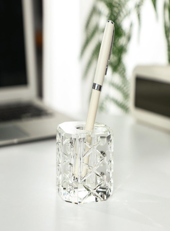 QFkris Fancy Crystal Single Pen Holder for Desk, Glass Fountain Pen Stand, Feather Pencil Holder for Office Desktop Decoration, Gift for Man Woman Students Teachers Father Boyfriend - Image 3