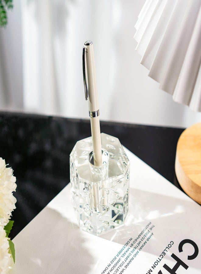 QFkris Fancy Crystal Single Pen Holder for Desk, Glass Fountain Pen Stand, Feather Pencil Holder for Office Desktop Decoration, Gift for Man Woman Students Teachers Father Boyfriend - Image 4