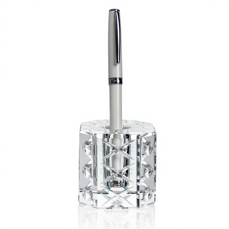 QFkris Fancy Crystal Single Pen Holder for Desk, Glass Fountain Pen Stand, Feather Pencil Holder for Office Desktop Decoration, Gift for Man Woman Students Teachers Father Boyfriend - Image 1