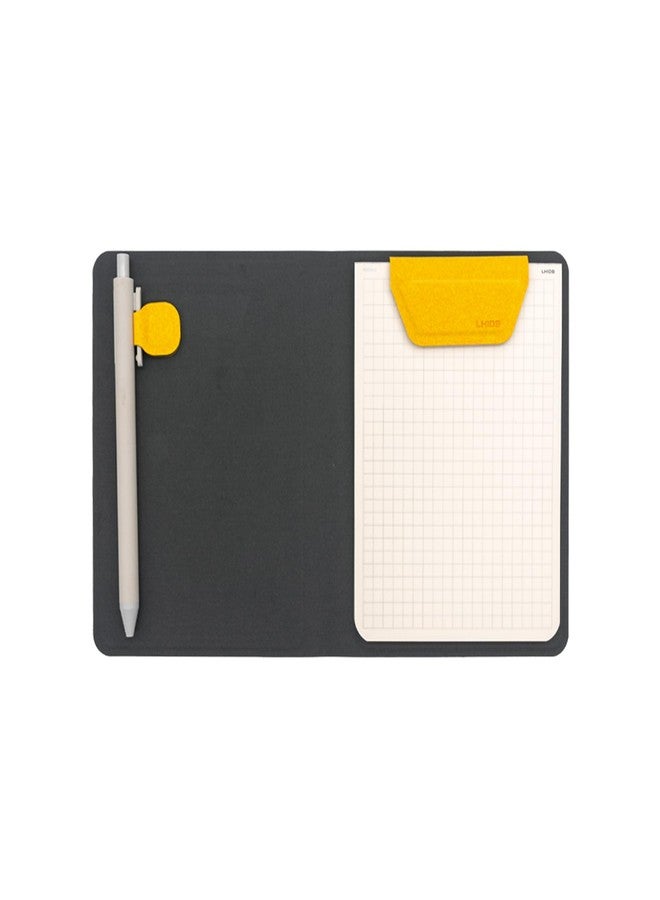 LHiDS A6 Magnetic Padfolio Organizer with Pen Holder & Notepad – Compact Magnetic Notebook Folder for Quick Notes, Work, Study – Classic Yellow - Image 1