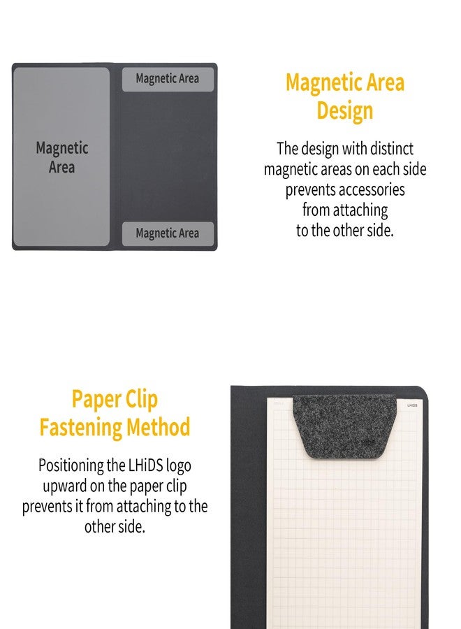 LHiDS A6 Magnetic Padfolio Organizer with Pen Holder & Notepad – Compact Magnetic Notebook Folder for Quick Notes, Work, Study – Classic Yellow - Image 5