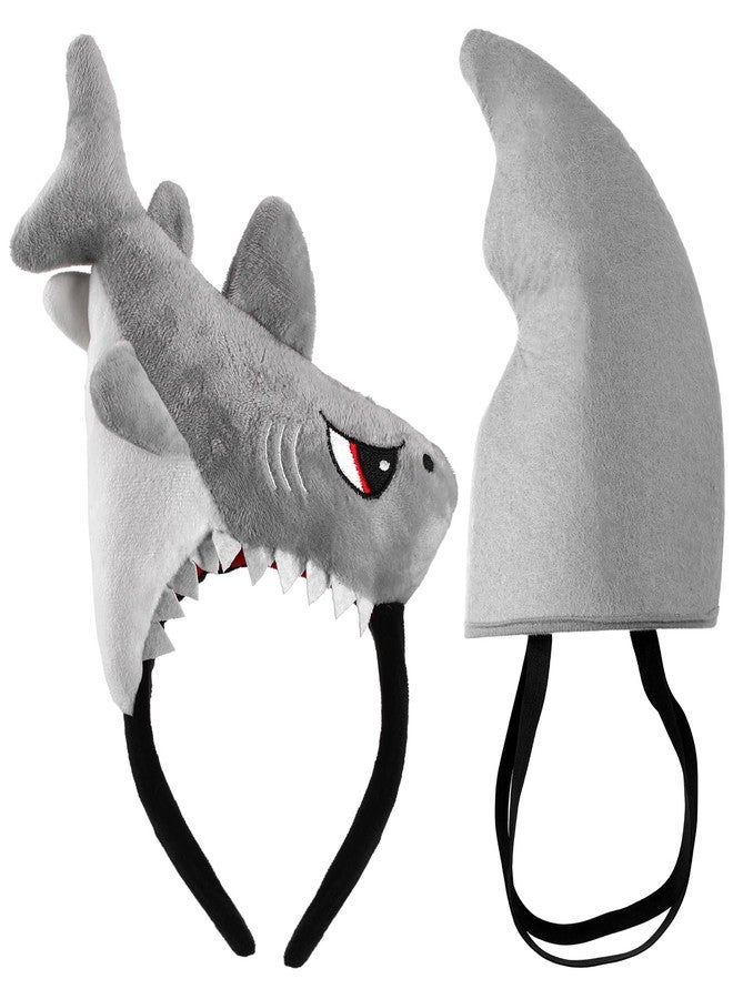 CraftyDream 2 Pcs Shark Costume Shark Hat Fin Headbands Ocean Themed Costume Cosplay Party(Grey) - Image 1