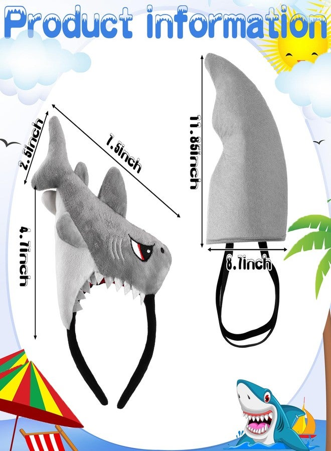 CraftyDream 2 Pcs Shark Costume Shark Hat Fin Headbands Ocean Themed Costume Cosplay Party(Grey) - Image 3