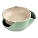 Plutreas Plutreas Double Dish Pistachios Bowl, Snack Serving Bowl for Peanuts Pistachios Cherries Edamame Fruits Candy (Green)  - Image 2