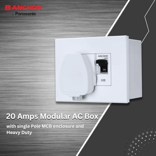 Anchor by Panasonic 20 Amp Modular AC Box with Single Pole MCB enclosure and Heavy Duty ISI 3 Pin Plug Top (White, 98488) - Image 3