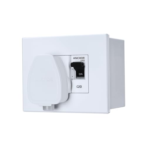 Anchor by Panasonic 20 Amp Modular AC Box with Single Pole MCB enclosure and Heavy Duty ISI 3 Pin Plug Top (White, 98488) - Image 1