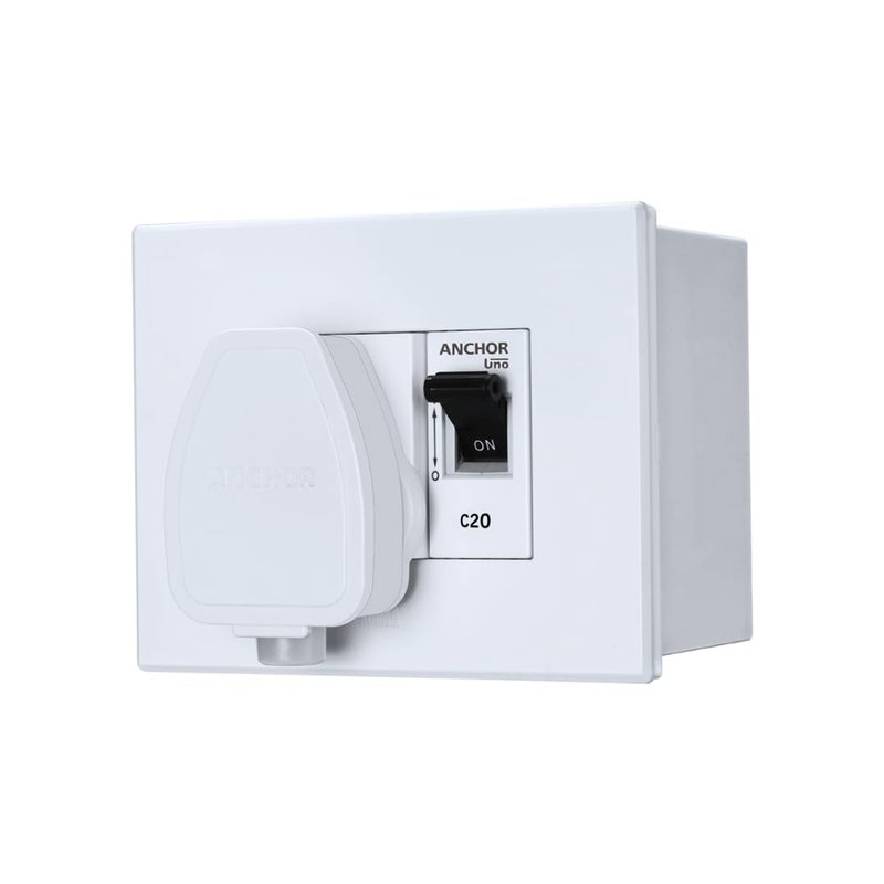 Anchor by Panasonic 20 Amp Modular AC Box with Single Pole MCB enclosure and Heavy Duty ISI 3 Pin Plug Top (White, 98488) - Image 5