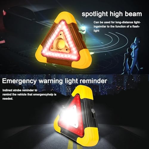 QIMIT Emergency Warning Triangle LED Lights, Solar Charging 5 Mode Road Side LED Triangle Emergency Light for Car Safety Triangles Dot, Approved for Vehicle Breakdown Accident (QM-EMG-LIGHT-972) - Image 3
