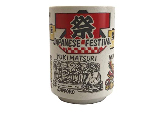 Cosmo Craft CosmoCraft Japanese Tea Cup Matsuri Japanese Festival Ceramic 8.45 fl oz - Image 1