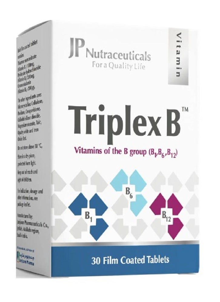 JP Nutraceuticals Triplex Vitamin B 30 tablets  - Image 1