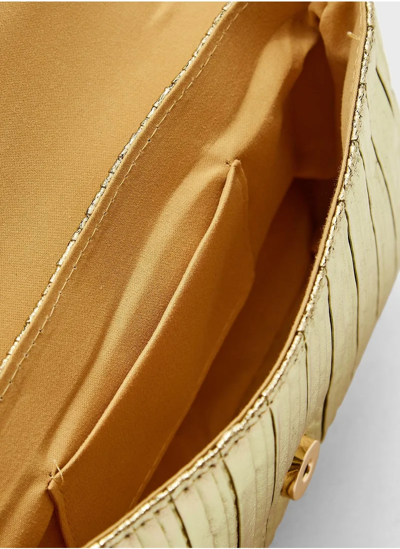 Ella Limited Edition Metallic Ribbed Clutch Bag