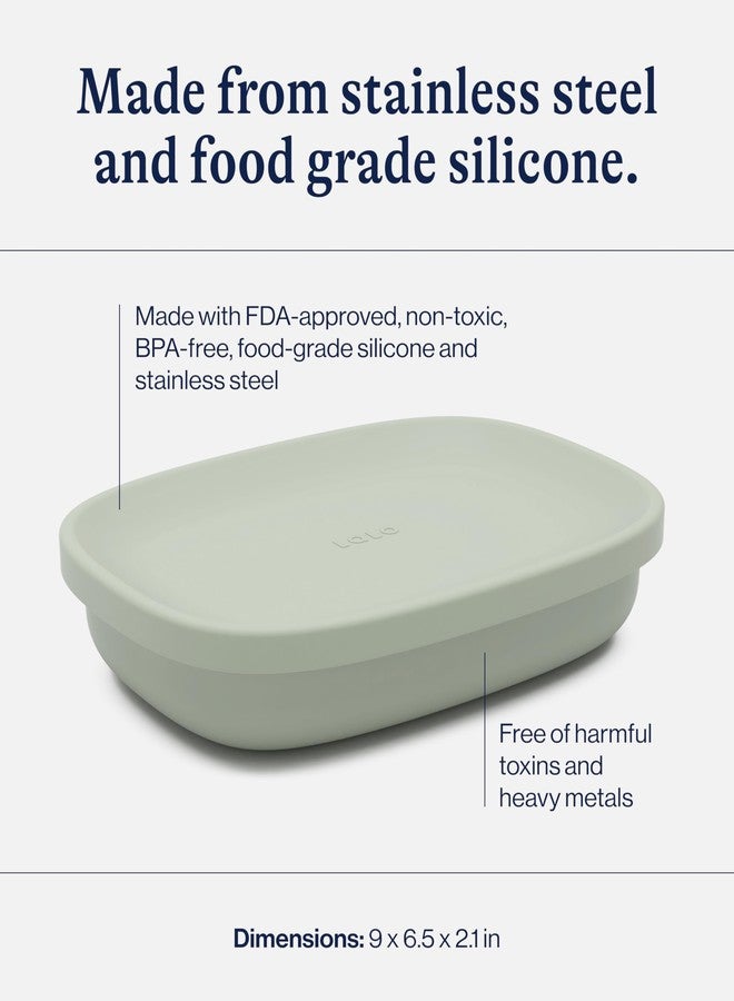 Lalo Bento Box - BPA-Free Bento Box For Kids & Toddlers, Leak-Proof, Dishwasher Safe, Easy to Open & Clean Silicone & Stainless Steel Lunch Box For Kids, Portable for Daycare or Travel - Sage - Image 3