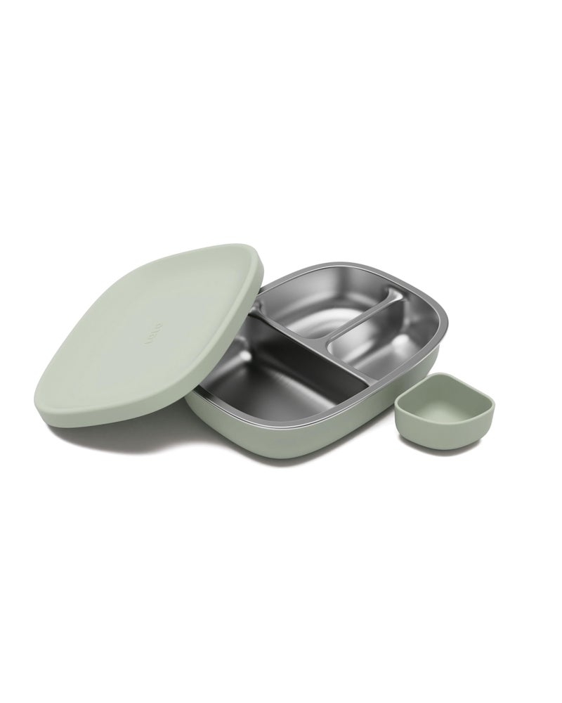 Lalo Bento Box - BPA-Free Bento Box For Kids & Toddlers, Leak-Proof, Dishwasher Safe, Easy to Open & Clean Silicone & Stainless Steel Lunch Box For Kids, Portable for Daycare or Travel - Sage - Image 1