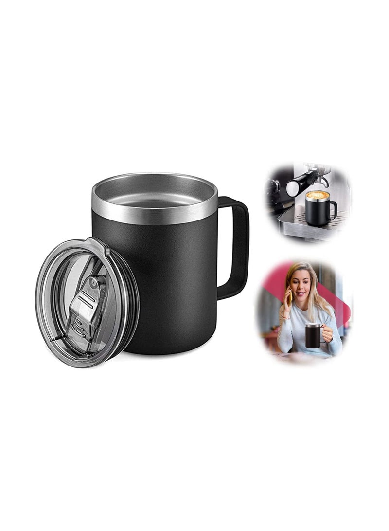 KASTWAVE Coffee Mug, 12 Oz Stainless Steel Insulated Coffee Mug with Handle, Double Wall Vacuum Travel Mug, Tumbler Cup with Sliding Lid, for Hot and Cold Drinks Tea (Black)  - Image 1