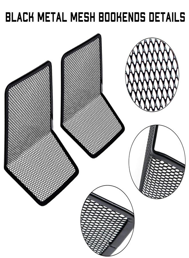 LRZCGB Metal Mesh Bookends Desktop Stand Book Holder Bookshelf Decoration for Office Library School - Image 3