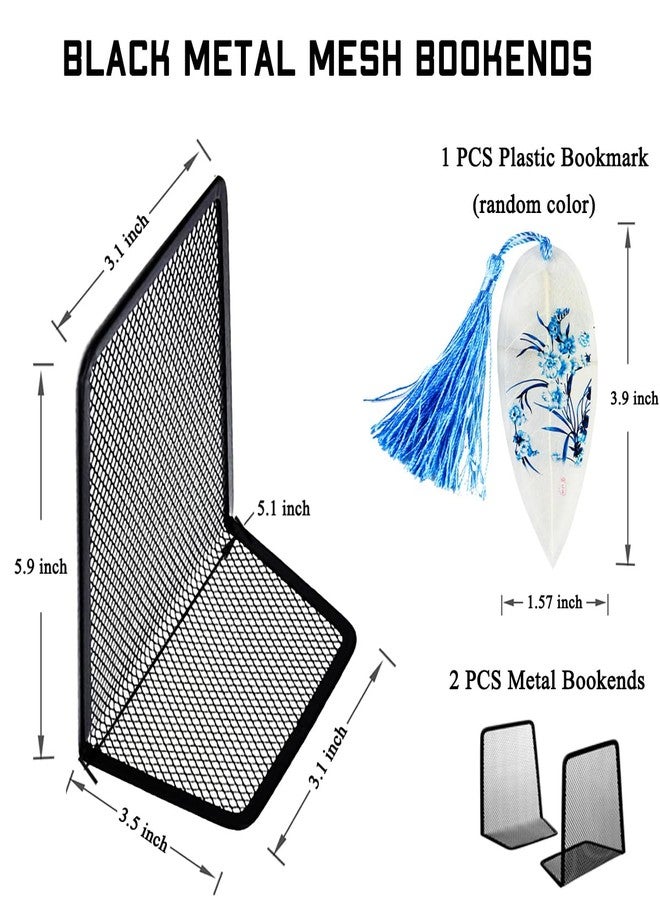 LRZCGB Metal Mesh Bookends Desktop Stand Book Holder Bookshelf Decoration for Office Library School - Image 2