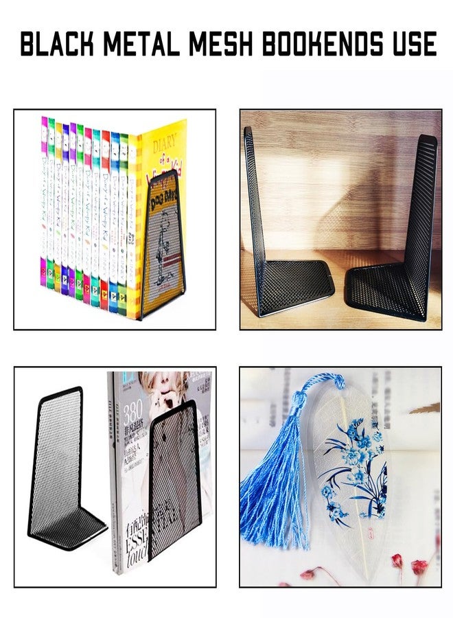 LRZCGB Metal Mesh Bookends Desktop Stand Book Holder Bookshelf Decoration for Office Library School - Image 4