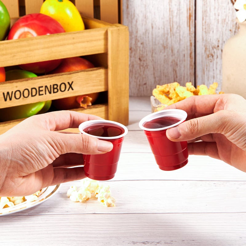Lilymicky Lilymicky 600 PACK 2 oz Plastic Shot Glasses  Mini Red Disposable Shot Cups for Parties  Carnivals  and Any Events - Image 2