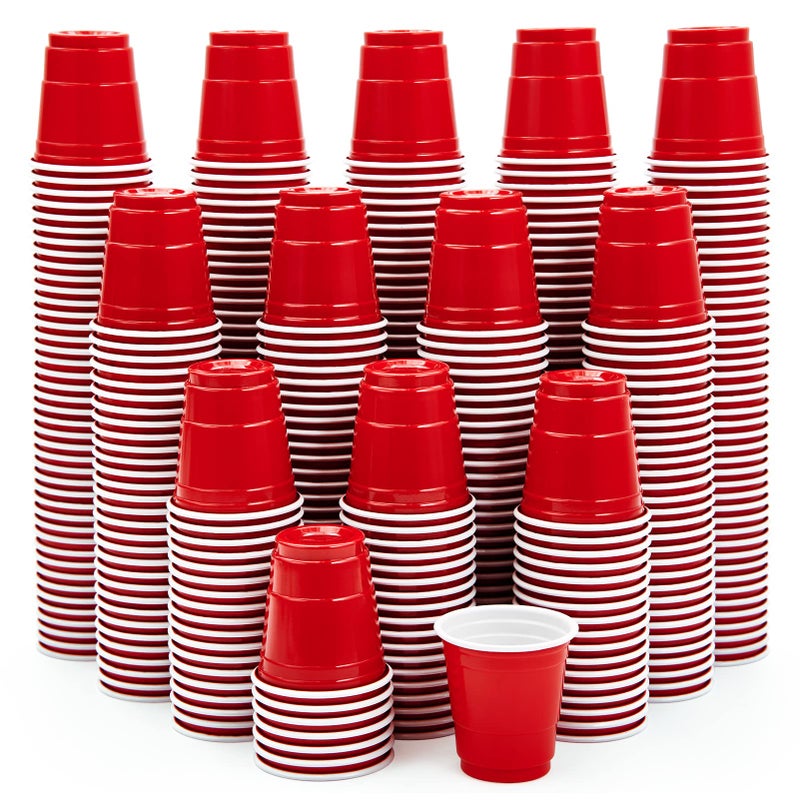 Lilymicky Lilymicky 600 PACK 2 oz Plastic Shot Glasses  Mini Red Disposable Shot Cups for Parties  Carnivals  and Any Events - Image 1