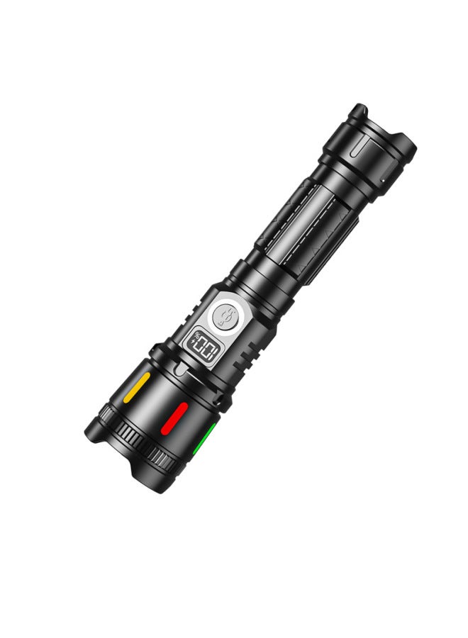 Factory Cross-border Long-range Laser Flood Prevention Outdoor Strong Flashlight Digital Display Rechargeable Emergency Light Patrol Portable Flashlight 
