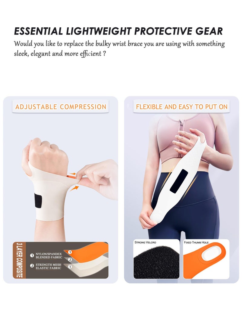 fdsport 2-Pack Ultra-Thin Wrist Guards, Weightlifting Wristbands, Used to Improve Grip Strength, Not Stuffy, Comfortable and Breathable, Fixed Pressure Velcro, Adjustable Anti-Sprain Protection Wrist, Beige - Image 4