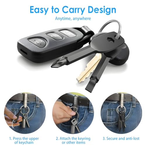 Luca Elf Aid 4 in 1 Keychain Screwdriver Tool,Christmas Gifts Stocking Stuffers for Men,White Elephant Gift,Cool Gadgets for Dad Husband Boyfriends - Black - Image 3