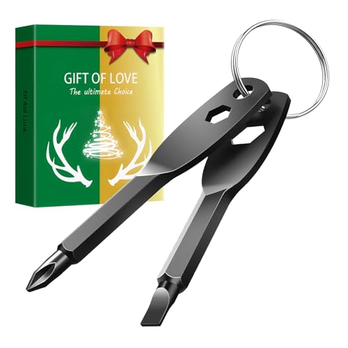 Luca Elf Aid 4 in 1 Keychain Screwdriver Tool,Christmas Gifts Stocking Stuffers for Men,White Elephant Gift,Cool Gadgets for Dad Husband Boyfriends - Black - Image 1