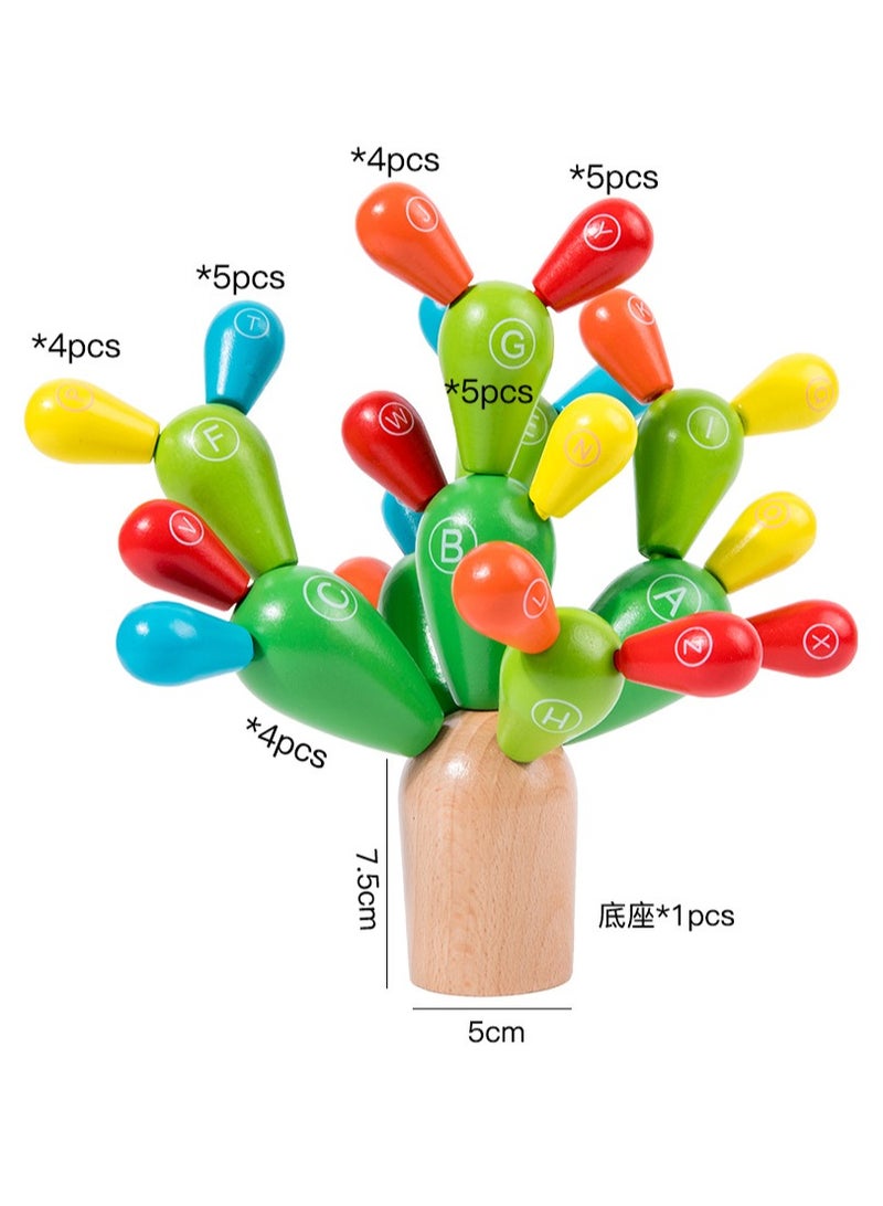 Alphabet Cactus Building Blocks Wooden Montessori Early Education Toy Educational Baby Toy 1-3 Years Old - Image 2