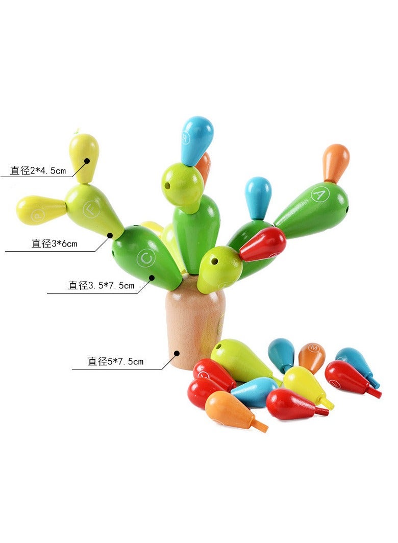Alphabet Cactus Building Blocks Wooden Montessori Early Education Toy Educational Baby Toy 1-3 Years Old - Image 3