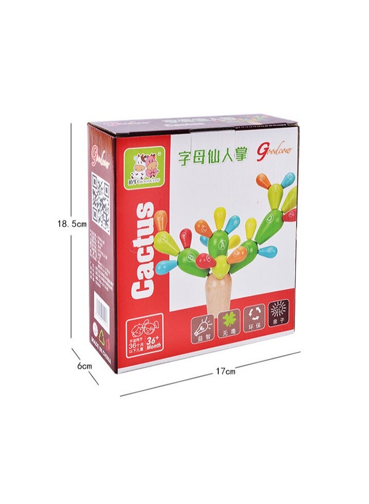 Alphabet Cactus Building Blocks Wooden Montessori Early Education Toy Educational Baby Toy 1-3 Years Old - Image 4