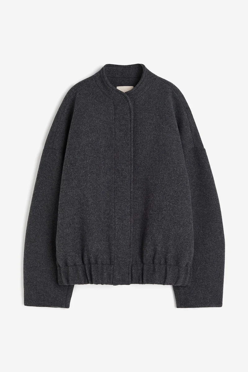 اتش اند ام جاكيت بومبر من مزيج الصوف بقصّة فضفاضة